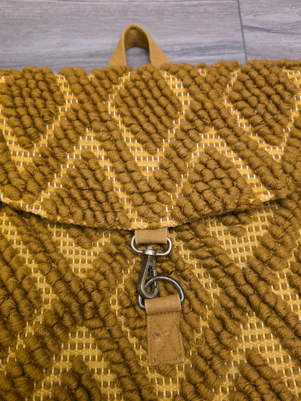 Panache Mustard Yellow Woven Macramé Backpack